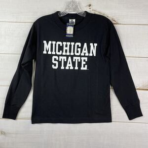 Michigan State Spartans College Kids T-Shirt Youth S Long Sleeve Black Shirt NWT